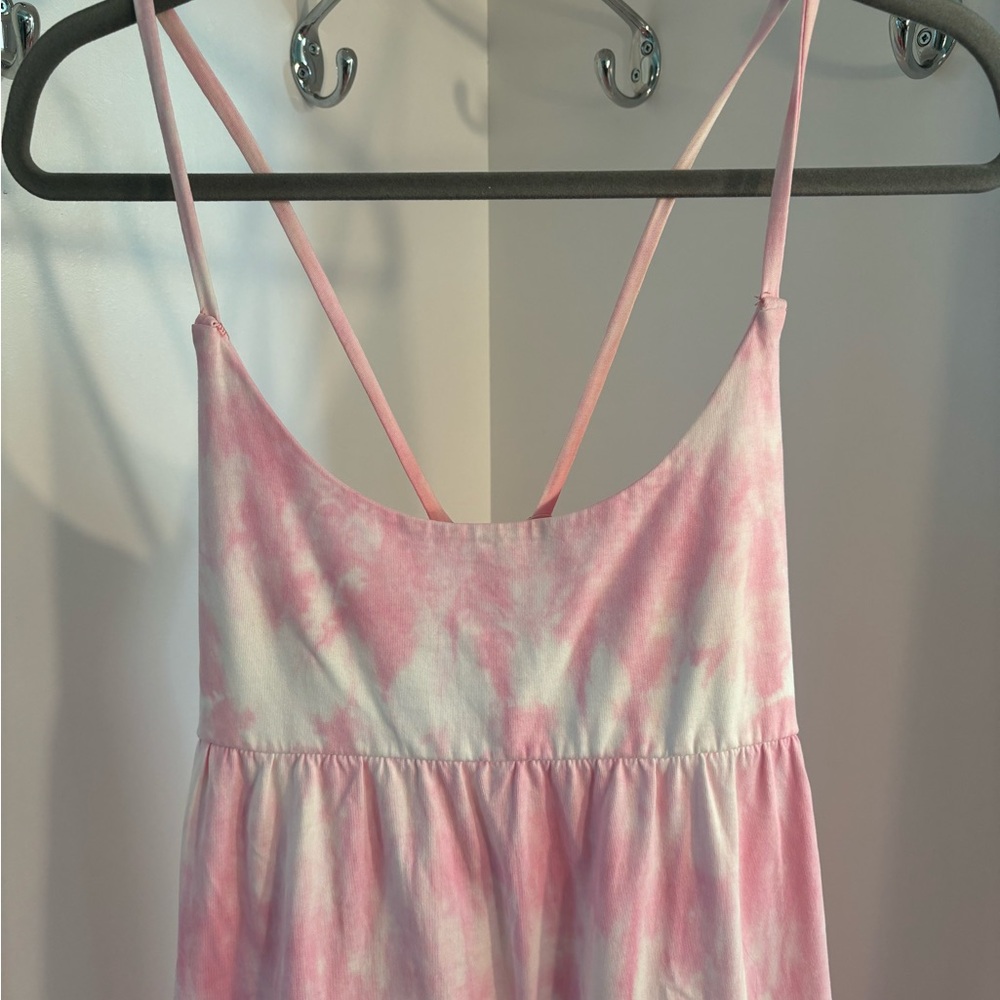 Gap pink and white the dyed midi dress size XS